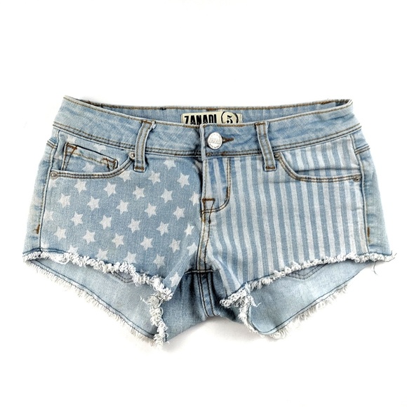 Zanadi Pants - Zanadi USA Flag July Denim Shorts 5 NWOT